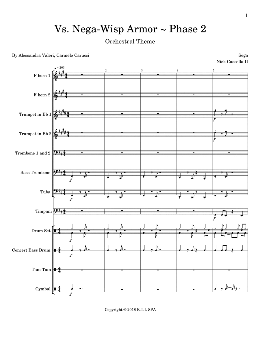 Sonic Colors~Nega Whisp Armor Phase II - Score Only Full Orchestra scores gallery preview page 1