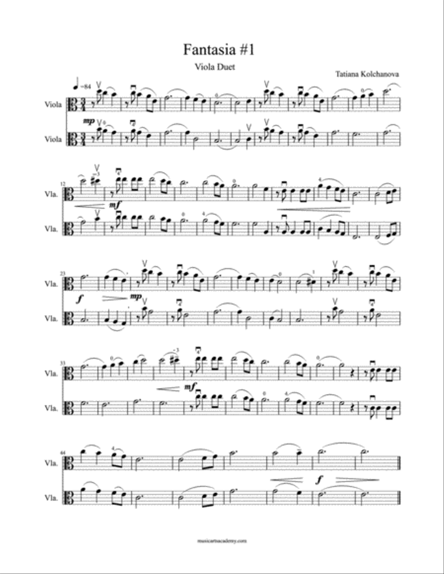 Fantasia #1+ Preparatory Exercises, early intermediate level. Score and Parts scores gallery preview page 1