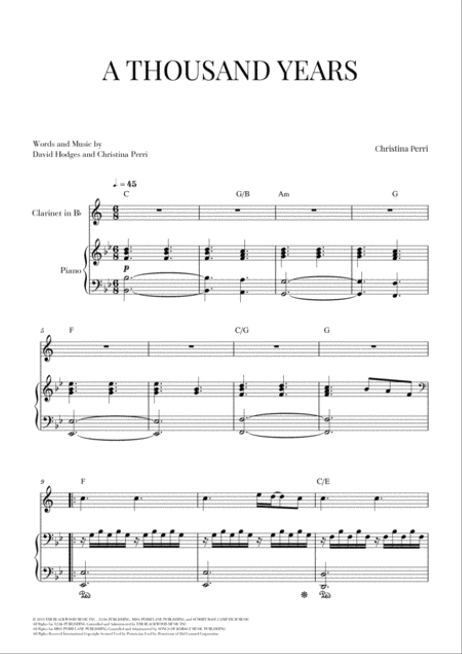 A Thousand Years Woodwind Ensemble scores gallery preview page 1