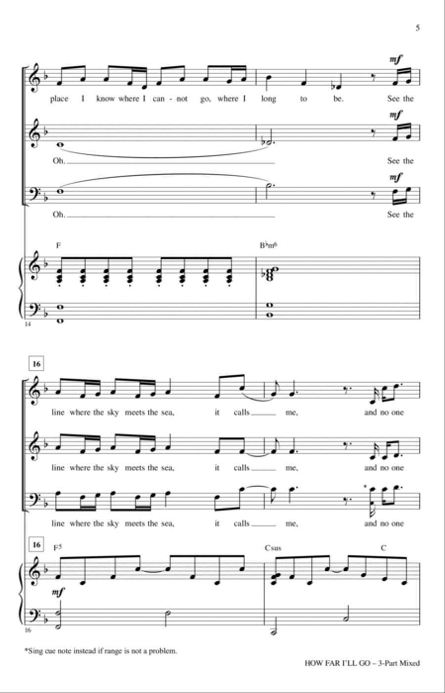 How Far I'll Go (from Moana) (arr. Audrey Snyder) 3-Part scores gallery preview page 3