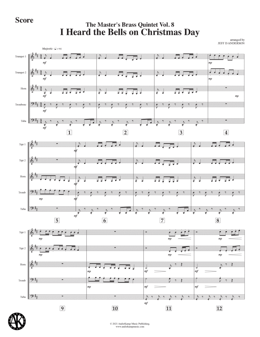 I Heard the Bells on Christmas Day for brass quintet Brass Quintet scores gallery preview page 1