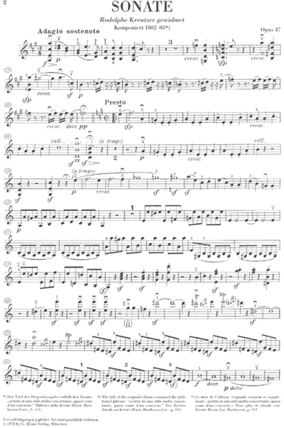 Sonata for Piano and Violin in A Major Op. 47 (Kreutzer-Sonata)