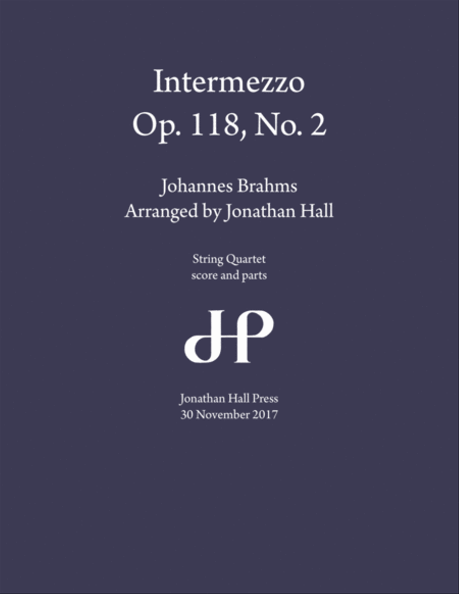 Brahms: Intermezzo, Op 118 No 2 String Quartet scores gallery preview page 1