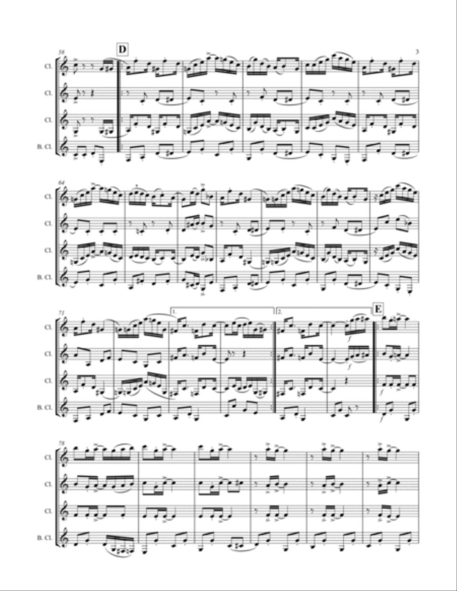 Joplin - “The Easy Winners” (for Clarinet Quartet) Clarinet Quartet scores gallery preview page 4