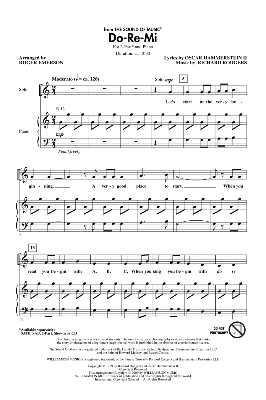 Do-Re-Mi (arr. Roger Emerson) 2-Part scores gallery preview page 1