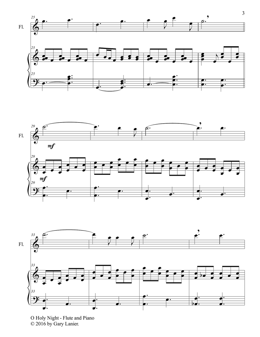 O HOLY NIGHT (Duet – Flute & Piano with Parts) Flute Solo scores gallery preview page 4