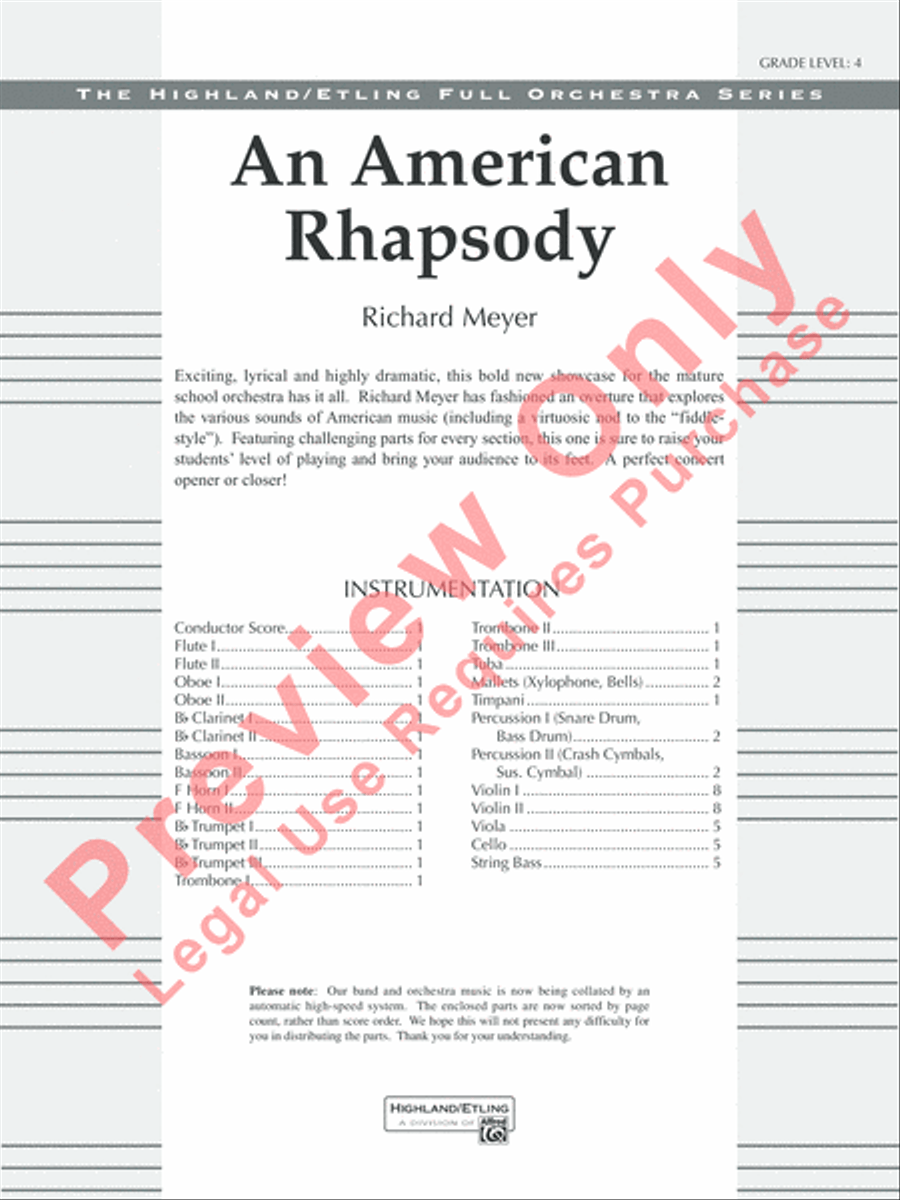 An American Rhapsody Full Orchestra scores gallery preview page 2