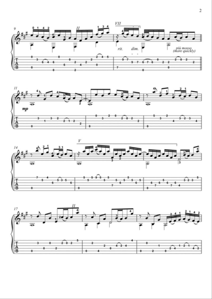 Bach for Guitar Andante BWV 1033 guitar solo Acoustic Guitar scores gallery preview page 2