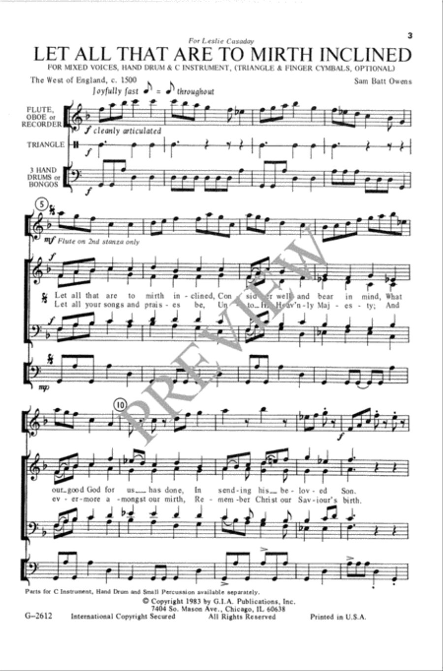 Let All That Are to Mirth Inclined 4-Part scores gallery preview page 4