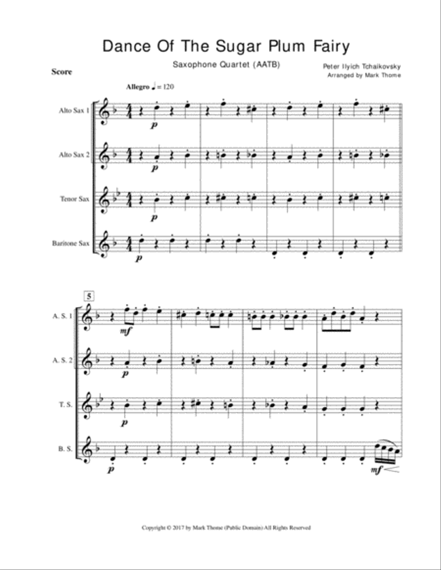 Dance of the Sugar Plum Fairy Woodwind Quartet scores gallery preview page 2