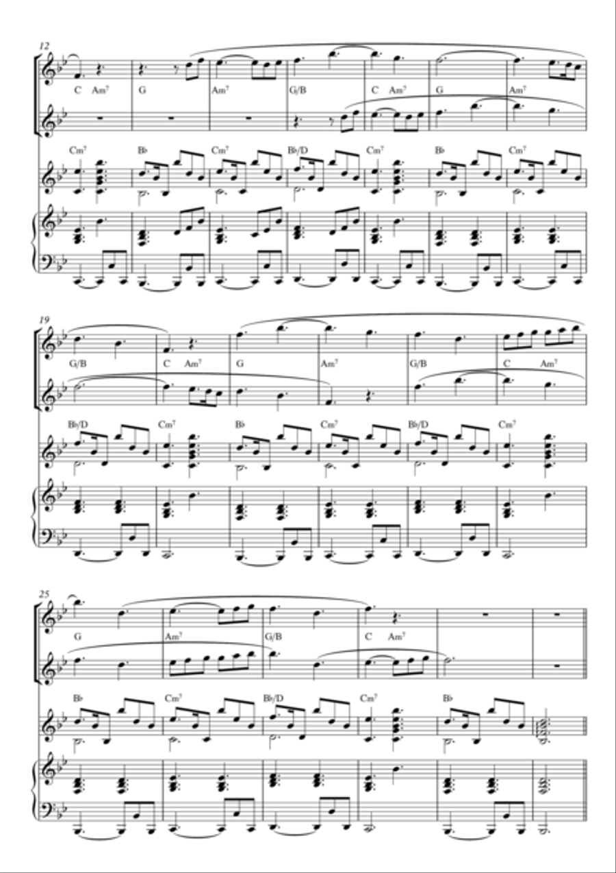 Instrumental Interlude 2'22 for 2 flutes, guitar and/or piano by Simon Peberdy Small Ensemble scores gallery preview page 3