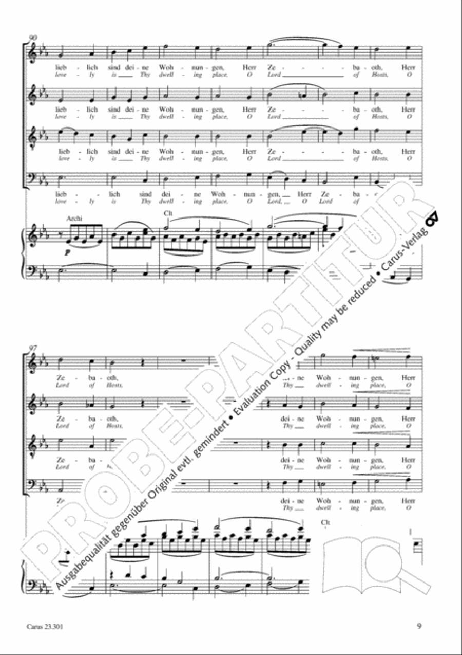 How beautiful is thy dwelling place (Wie lieblich sind deine Wohnungen) 4-Part scores gallery preview page 10
