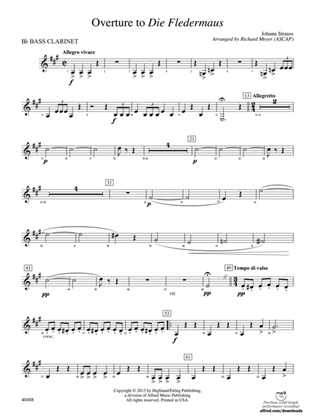 Overture to Die Fledermaus: B-flat Bass Clarinet
