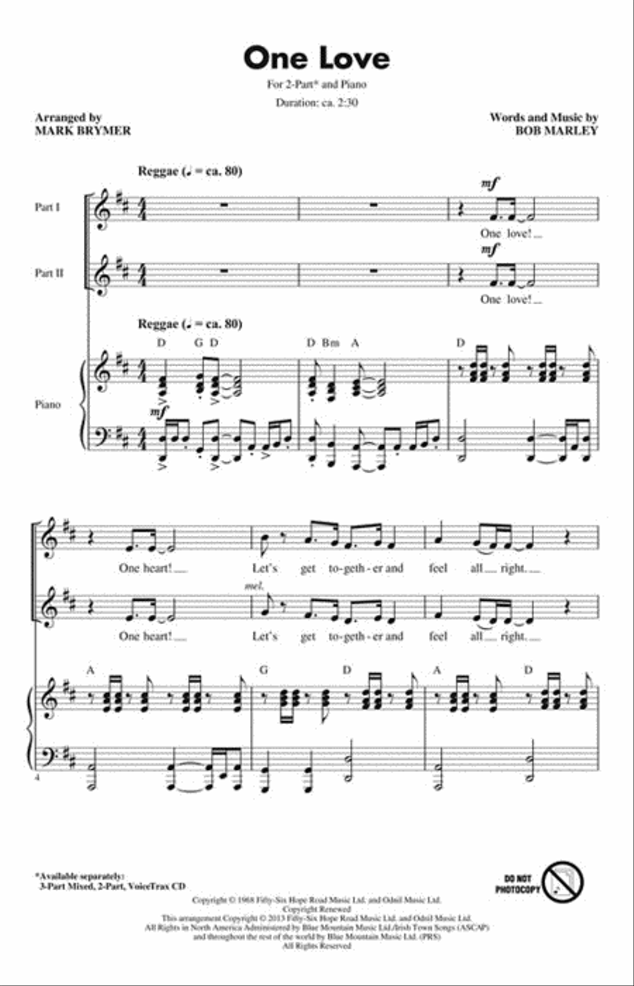 One Love One Love 2-Part scores gallery preview page 2