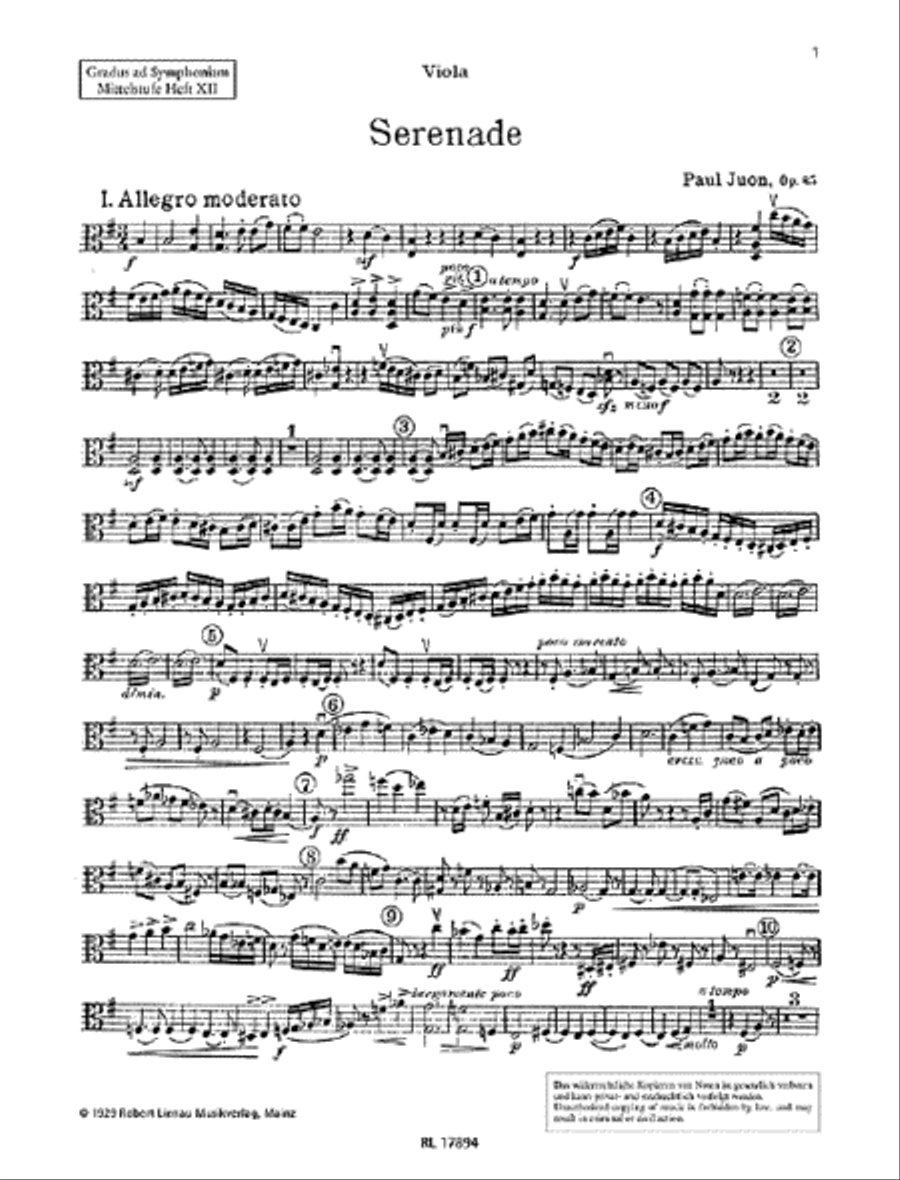 Serenade Serenade Viola scores gallery preview page 1