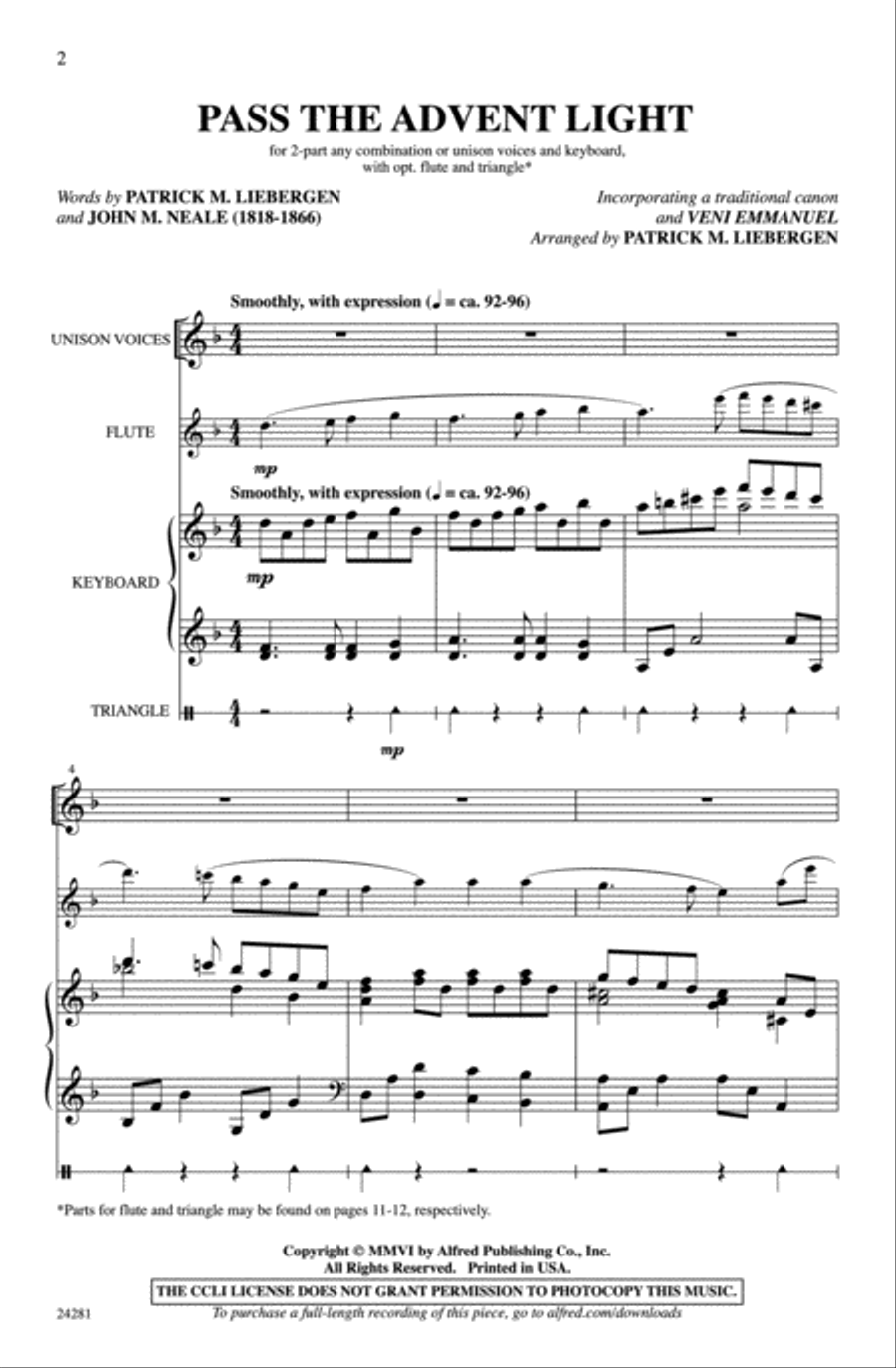 Pass the Advent Light Unison Choir scores gallery preview page 2