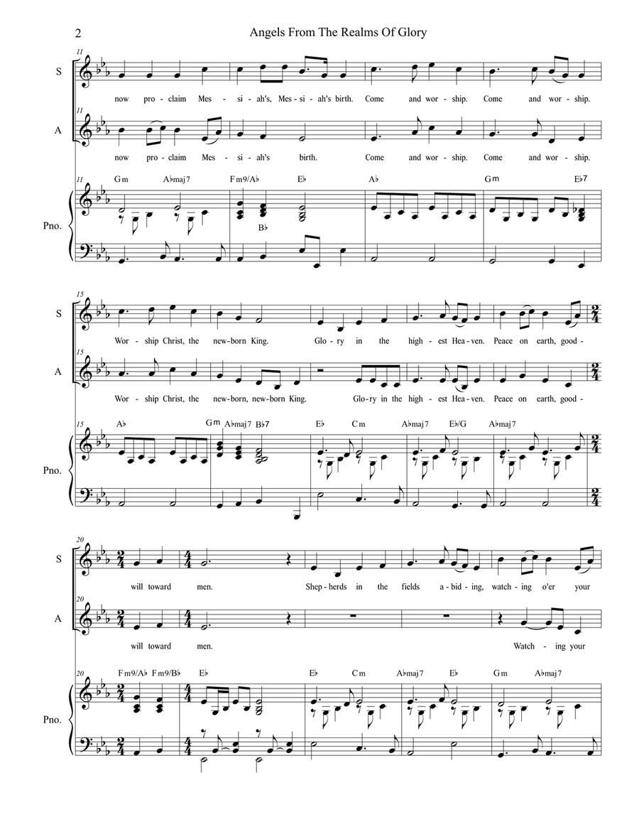 Angels From The Realms Of Glory (Duet for Soprano and Alto solo) Alto Voice scores gallery preview page 2