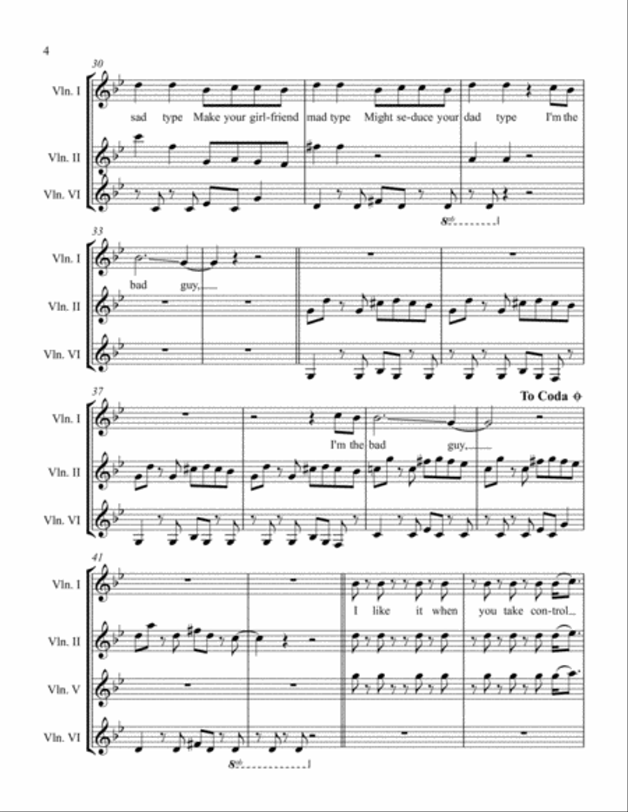 Bad Guy Bad Guy Violin Solo scores gallery preview page 4