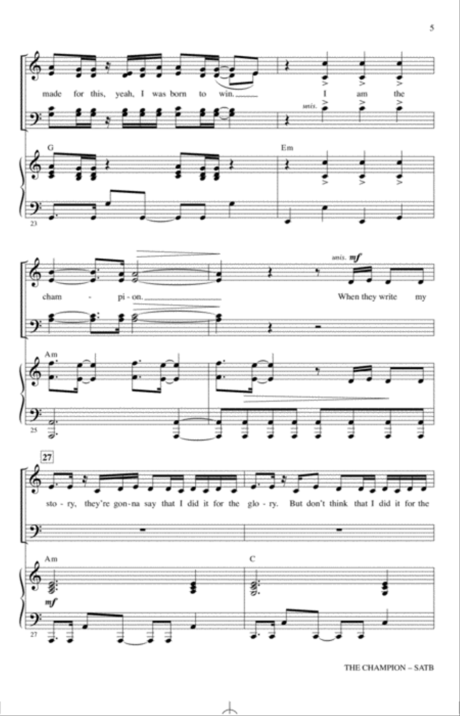 The Champion (feat. Ludacris) (arr. Mac Huff) 4-Part scores gallery preview page 4
