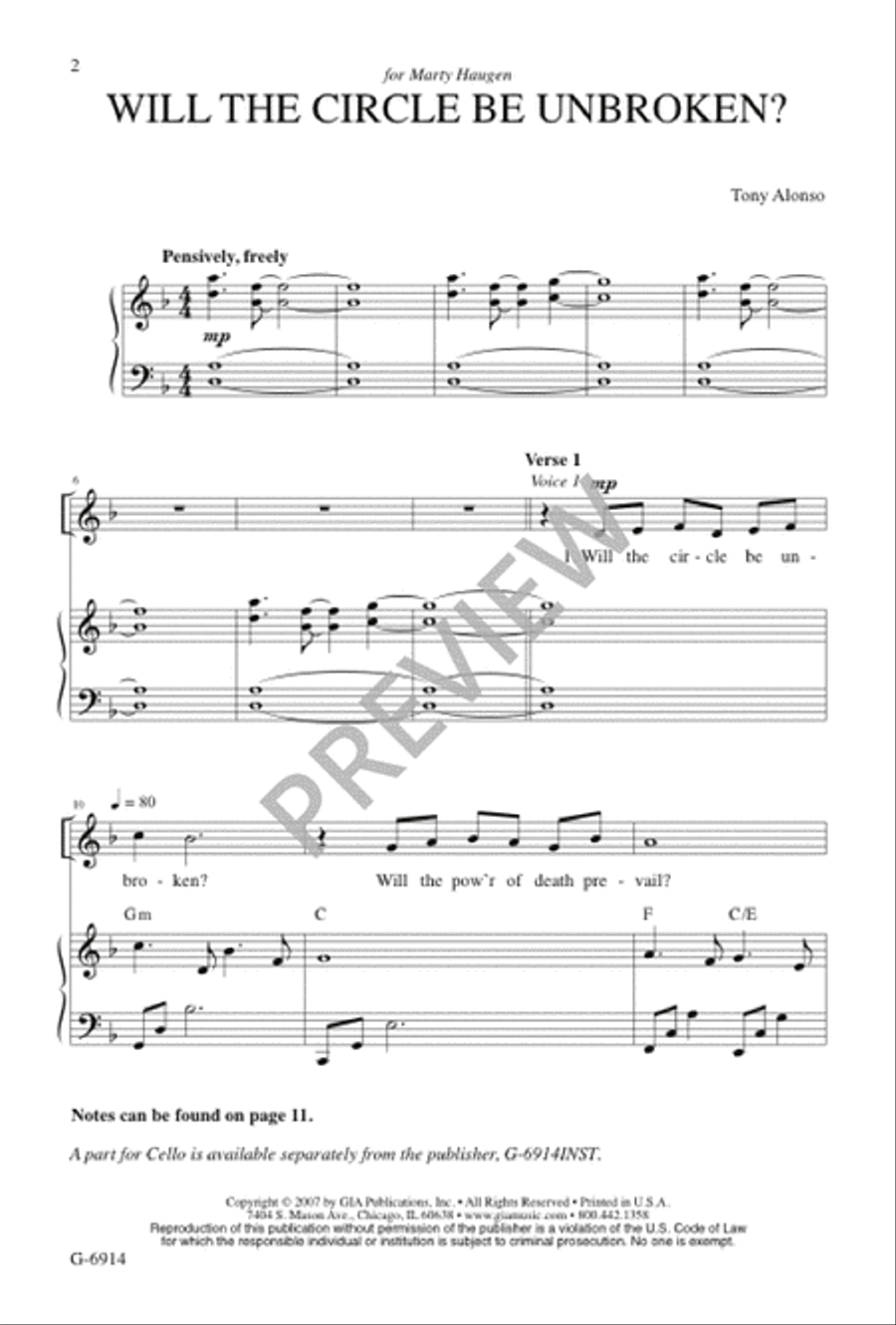 Will the Circle Be Unbroken? 2-Part scores gallery preview page 2