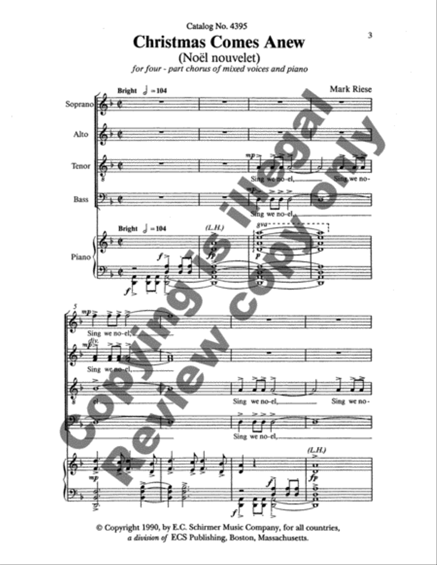 Christmas Comes Anew (Noel Nouvelet) 4-Part scores gallery preview page 3