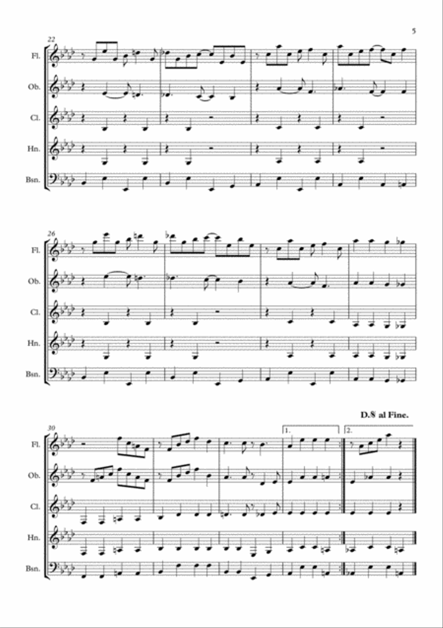 Maple Leaf Rag arranged for Easy Wind Quintet Woodwind Quintet scores gallery preview page 5