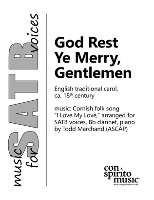Book cover for God Rest Ye Merry, Gentlemen (Cornish folk tune) — SATB voices, clarinet, piano