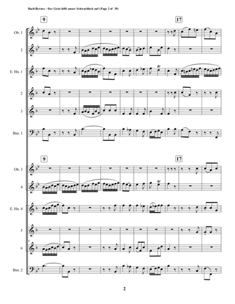 Der Geist hilft unser Schwachheit auf by J.S. Bach for Double Double-reed Choir image number null