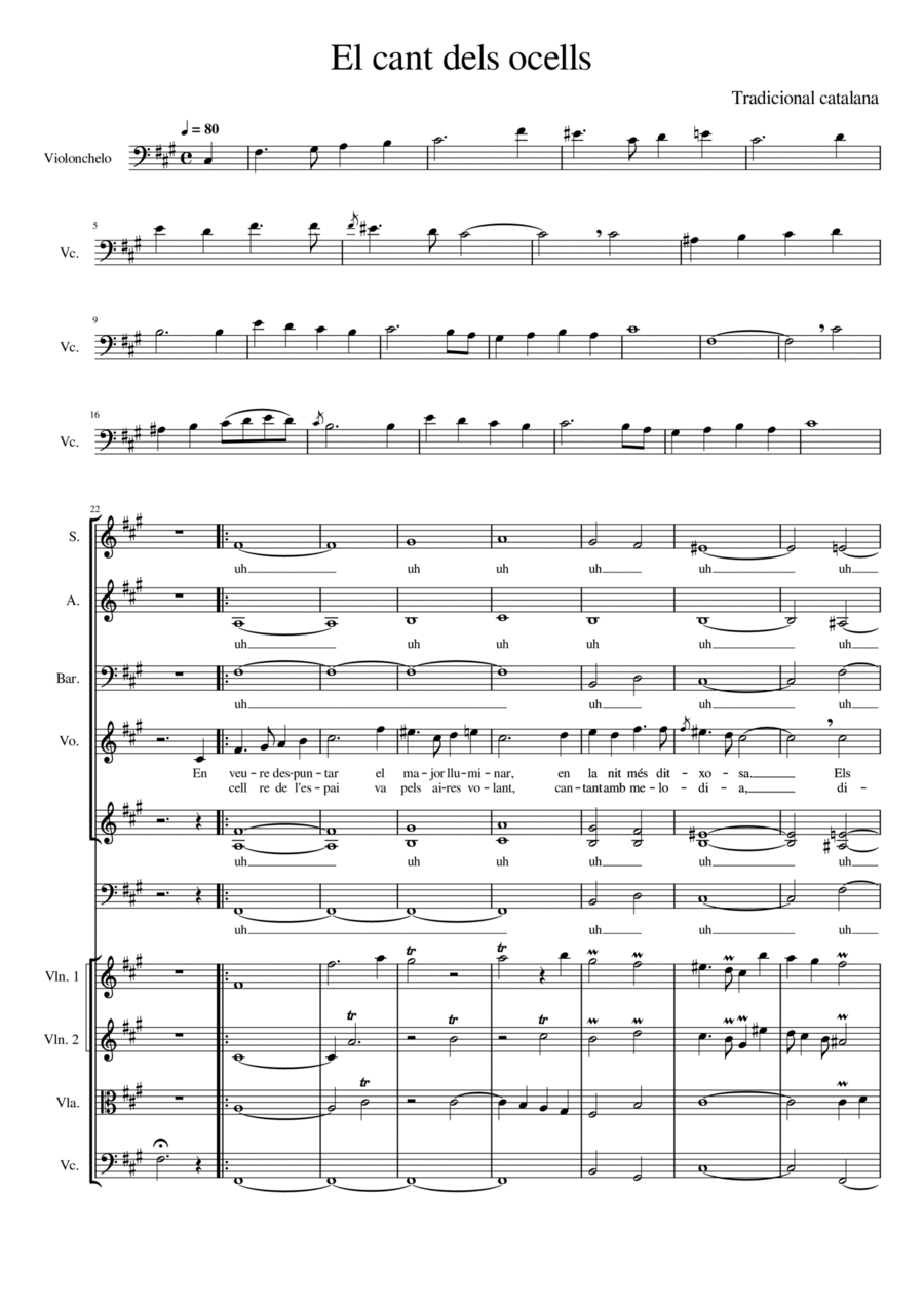 El cant dels ocells (The song of the birds) Choir scores gallery preview page 1