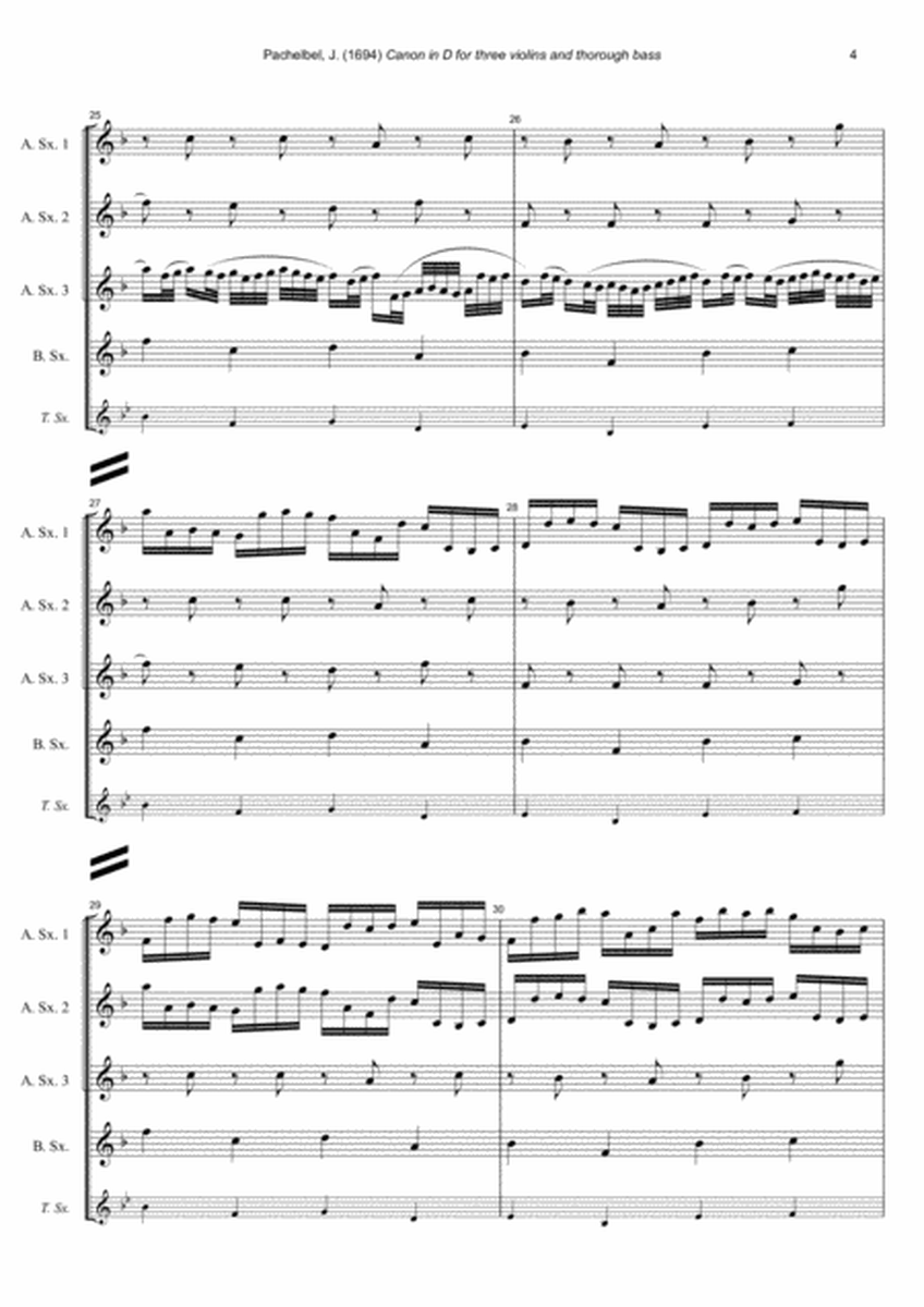 J. Pachelbel - Canon in D-dur, arr. for Sax Quartet image number null