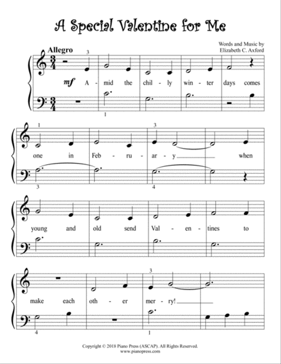 A Special Valentine for Me Easy Piano scores gallery preview page 2