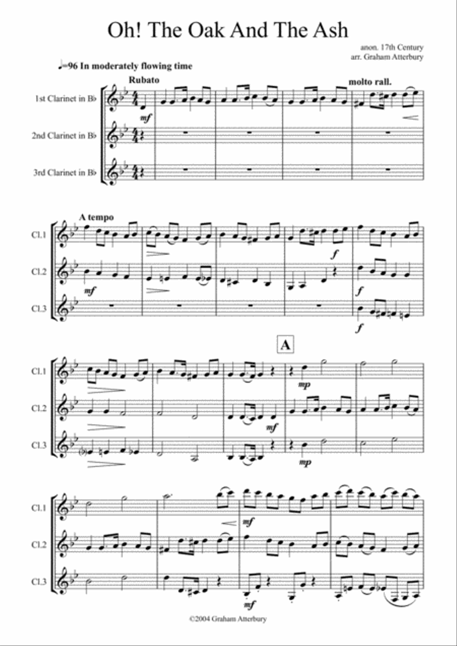 Oh! The Oak and the Ash Woodwind Trio scores gallery preview page 1