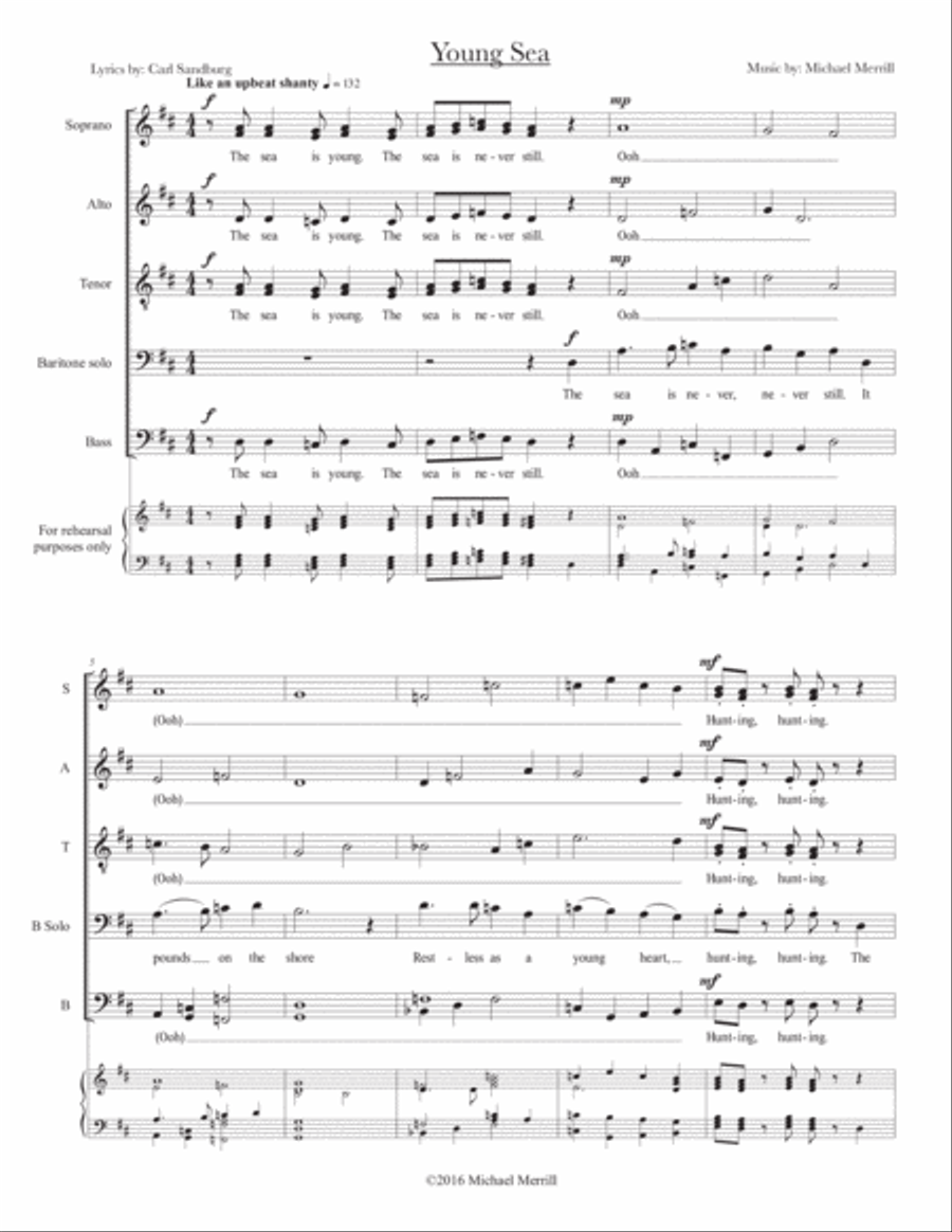 Young Sea (from 'Mariner Songs') A Cappella scores gallery preview page 1