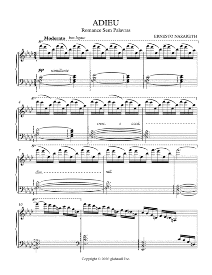 ADIEU ADIEU Piano Solo scores gallery preview page 1