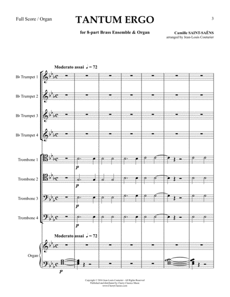 Tantum ergo for 8-part Brass Ensemble and Organ