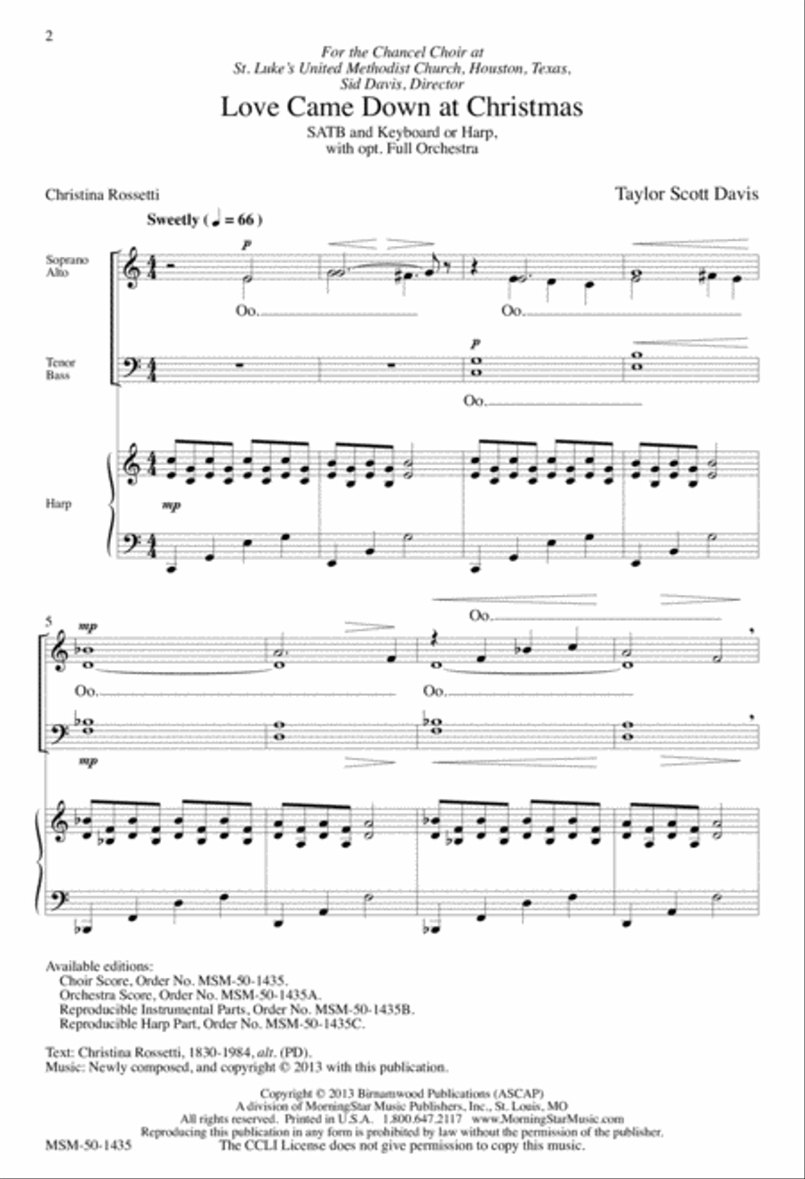 Love Came Down at Christmas 4-Part scores gallery preview page 2