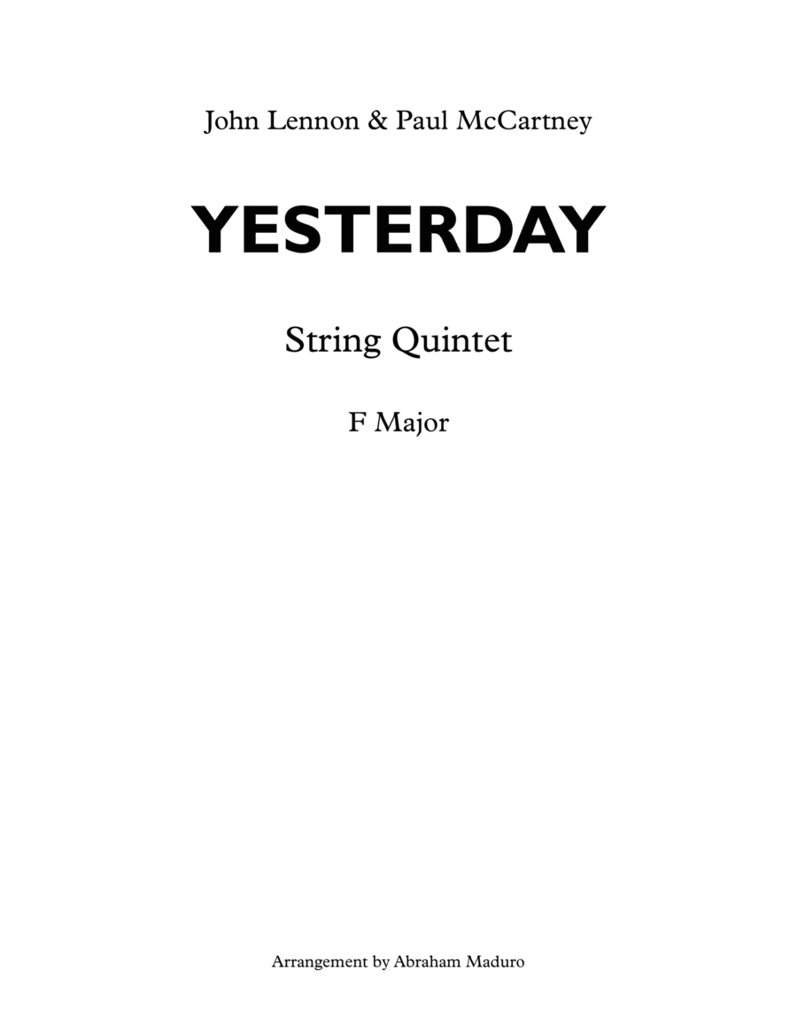 Yesterday String Quintet scores gallery preview page 1
