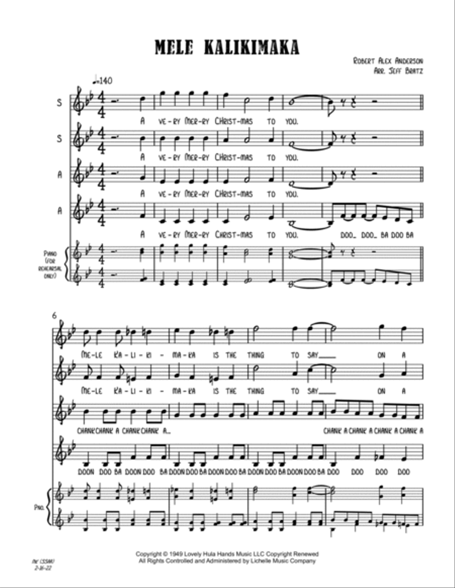 Mele Kalikimaka Mele Kalikimaka SSAA scores gallery preview page 2