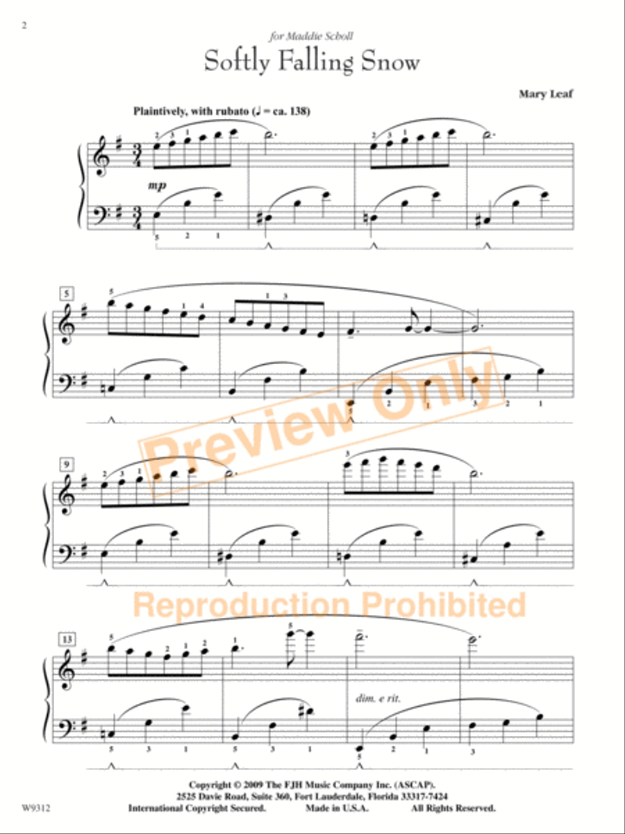 Softly Falling Snow Piano Solo scores gallery preview page 4