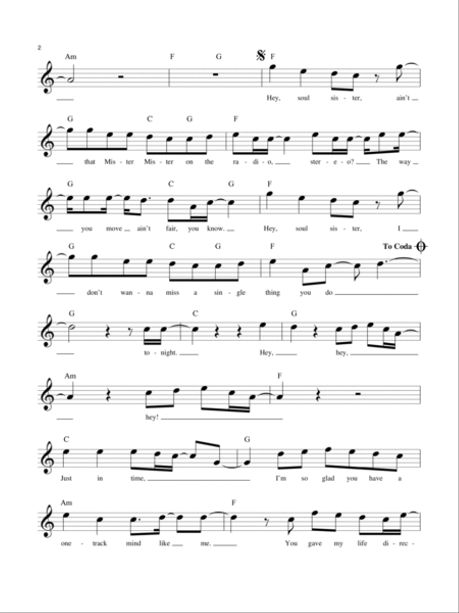 Hey, Soul Sister Piano scores gallery preview page 2