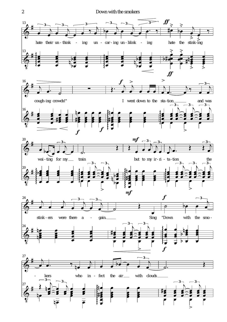 Down with the Smokers for voice and guitar Vocal Duet scores gallery preview page 2