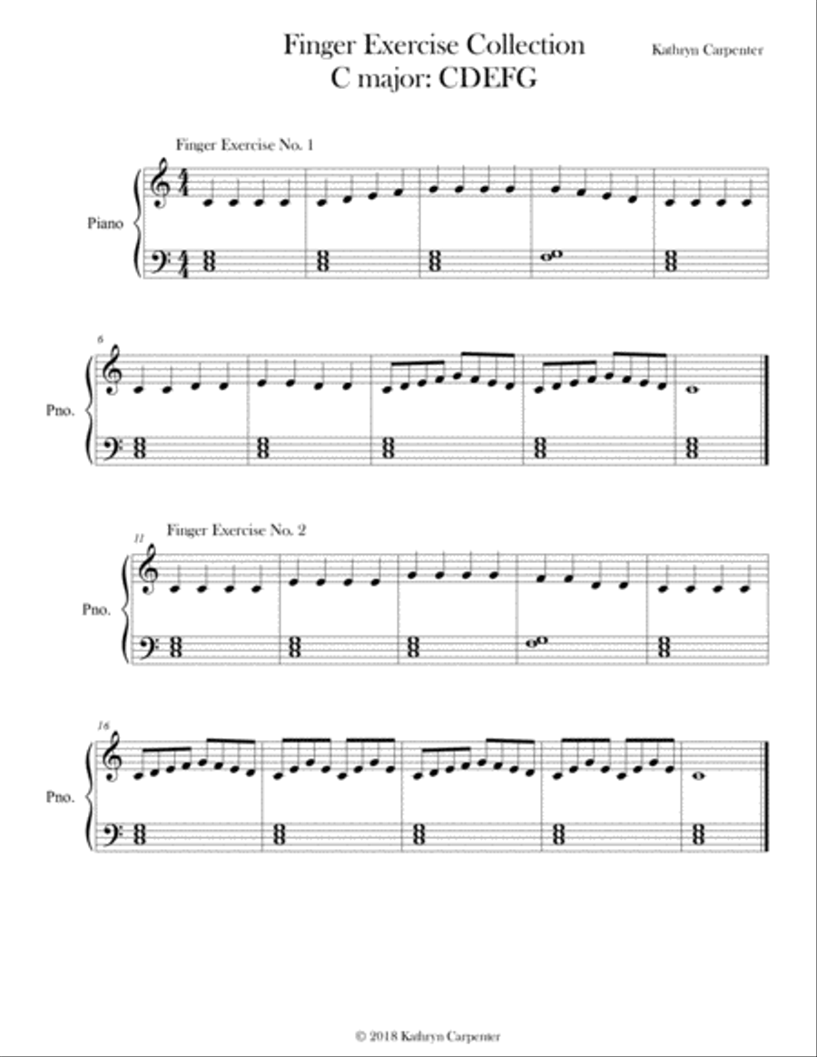 Finger Exercise Collection (24 exercises in C major) Piano Method scores gallery preview page 1