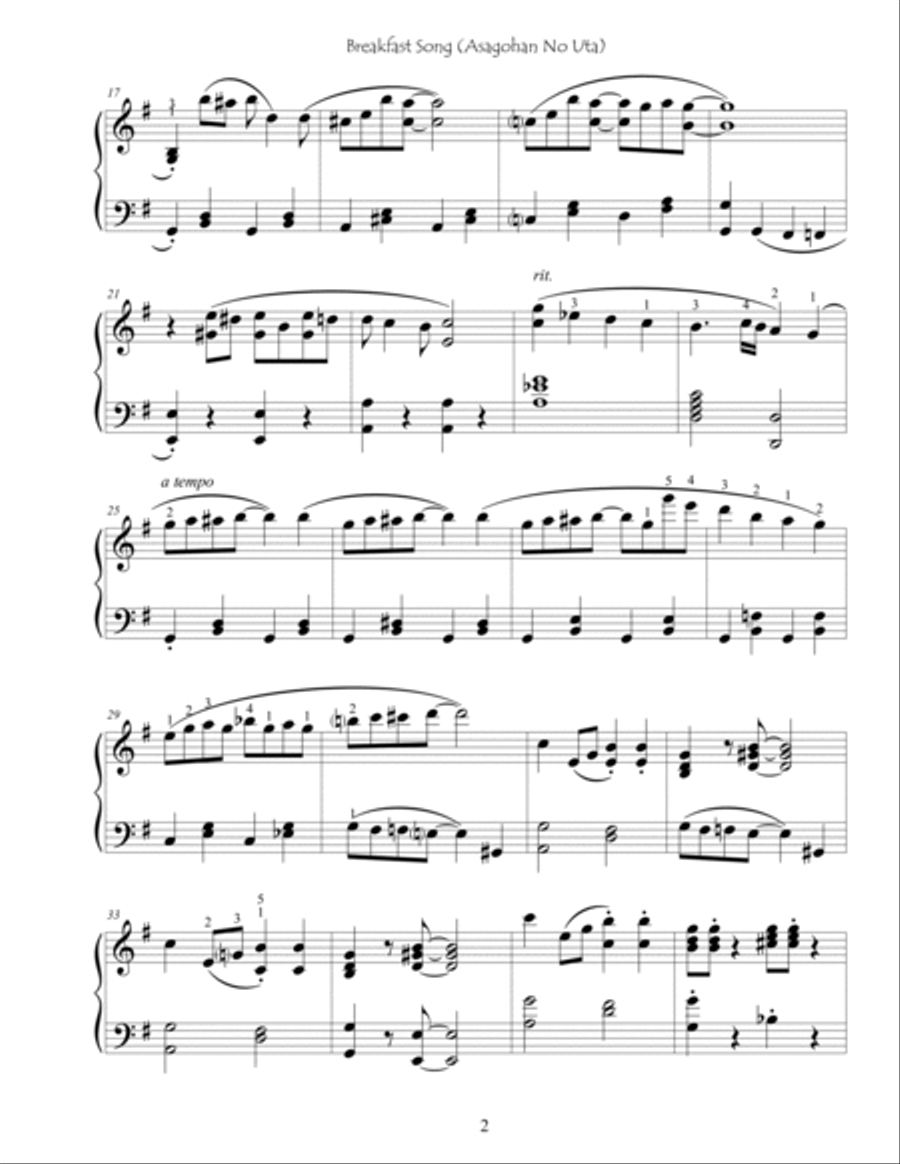 Asagohan No Uta Asagohan No Uta Piano Solo scores gallery preview page 2