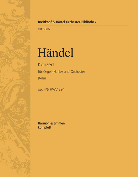 Organ Concerto (No. 6) in B flat major Op. 4/6 HWV 294