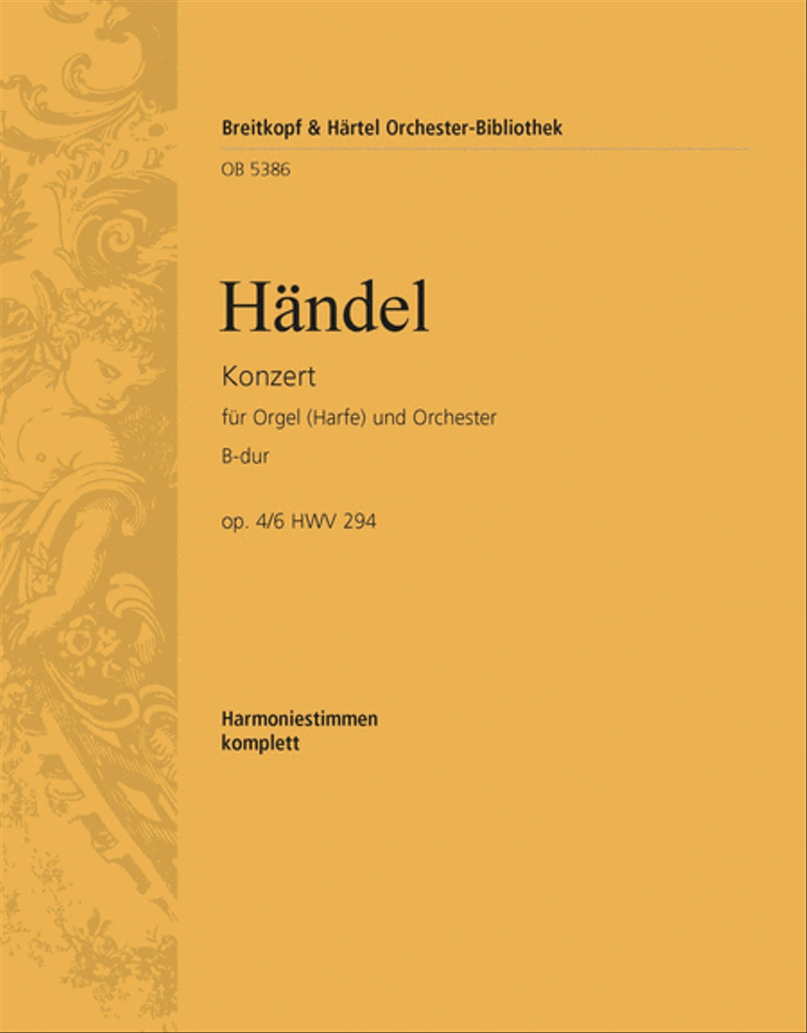 Organ Concerto (No. 6) in B flat major Op. 4/6 HWV 294 Orchestra scores gallery preview page 1