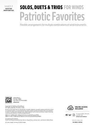 Solos, Duets & Trios for Winds: Patriotic Favorites (Alto Saxophone/Baritone Saxophone)