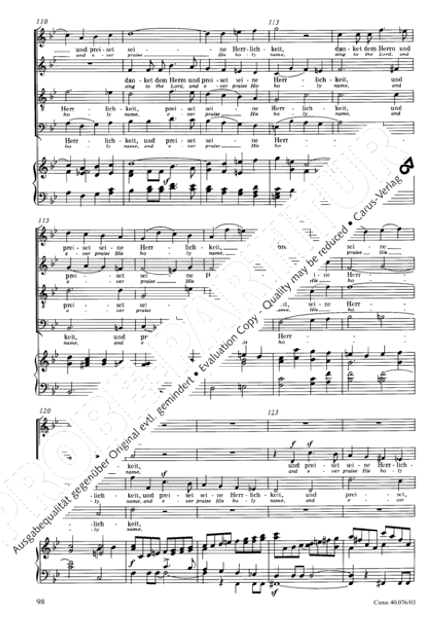Hymn of Praise, MWV A 18 SSAATB scores gallery preview page 99