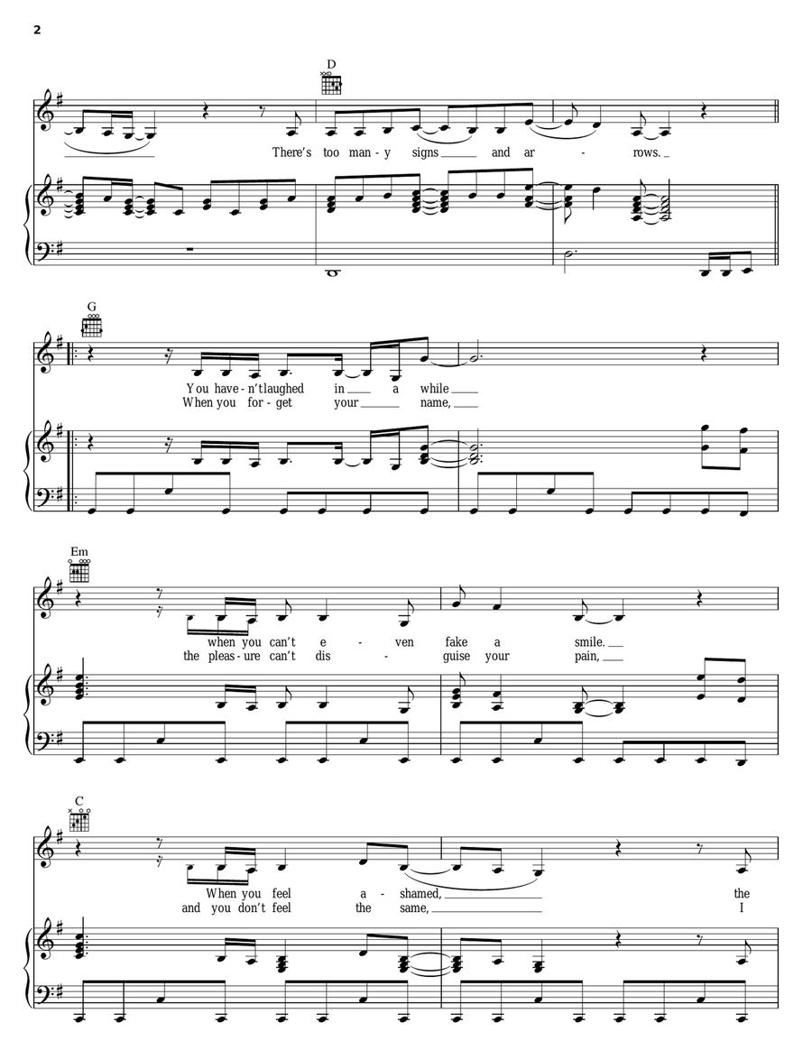 All I Can Do Piano, Vocal, Guitar scores gallery preview page 2
