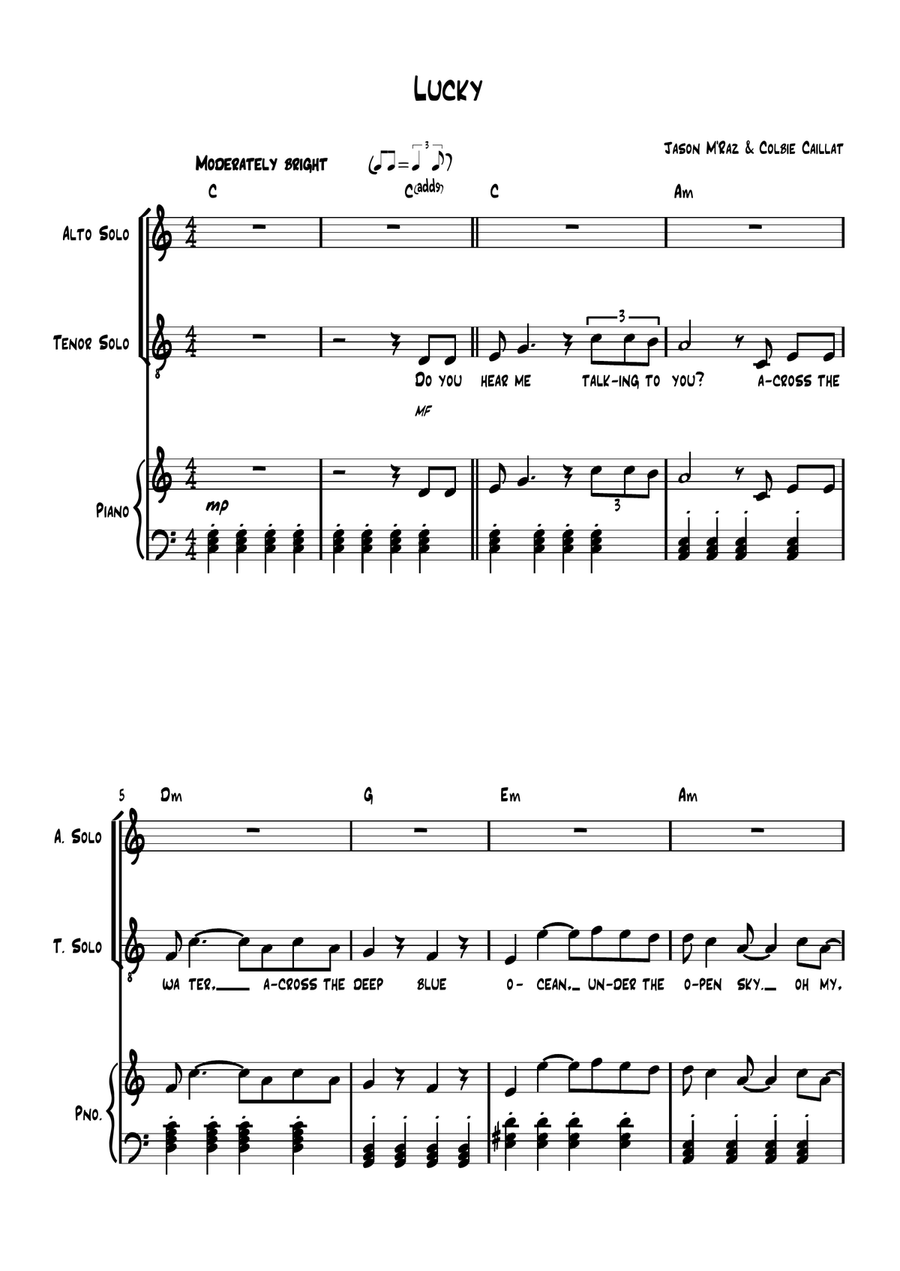Lucky Piano scores gallery preview page 1