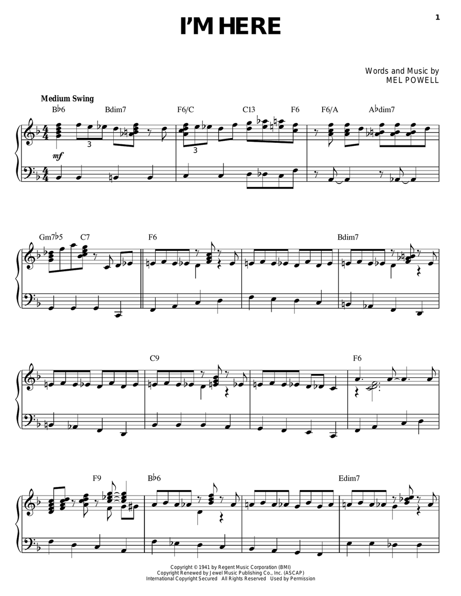 I'm Here I'm Here Piano Solo scores gallery preview page 1